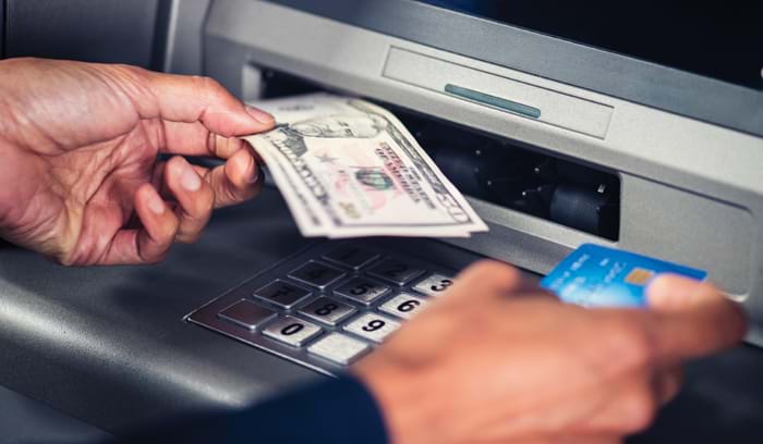 man using atm