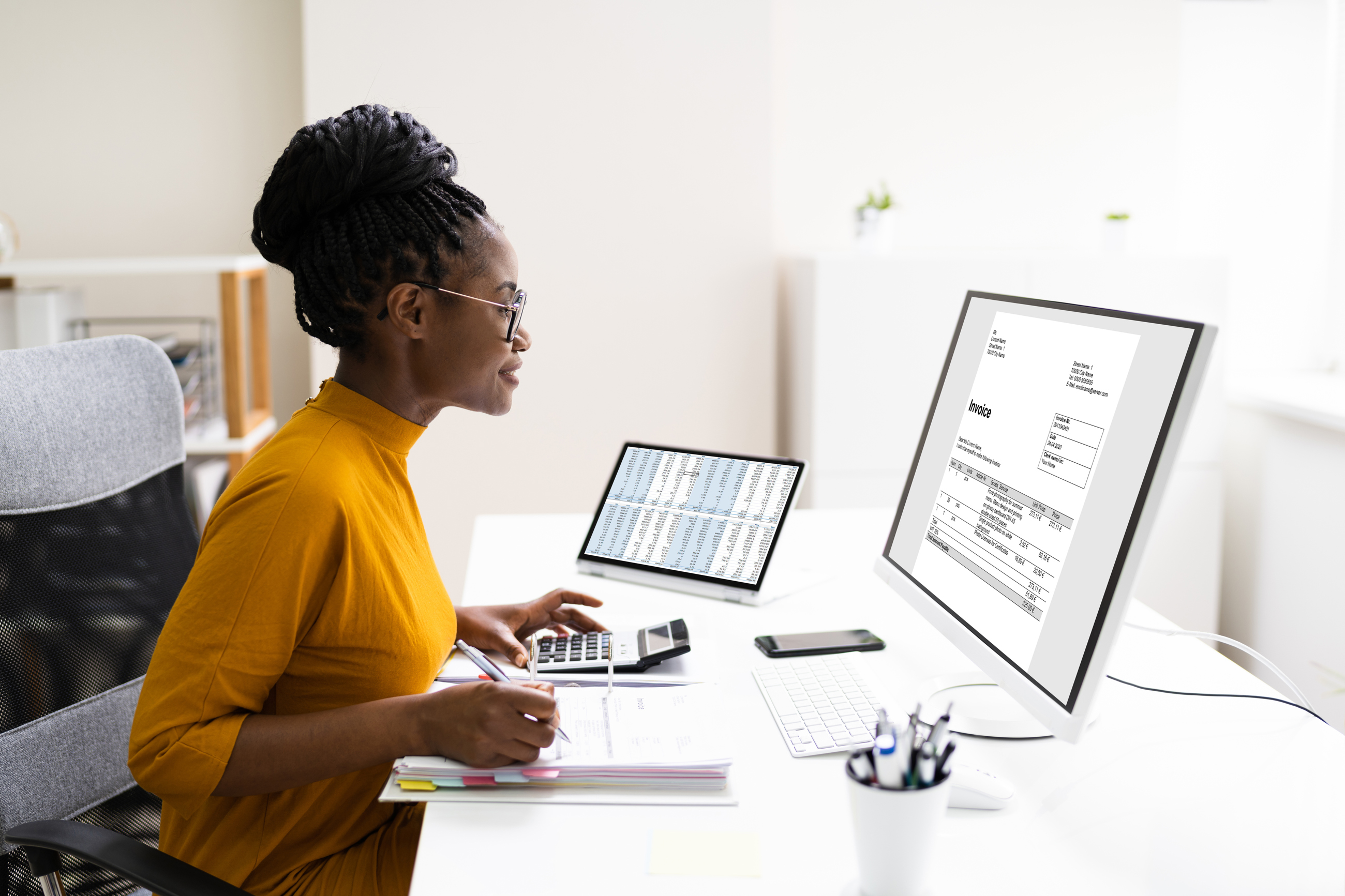 Accountant Working On A Computer